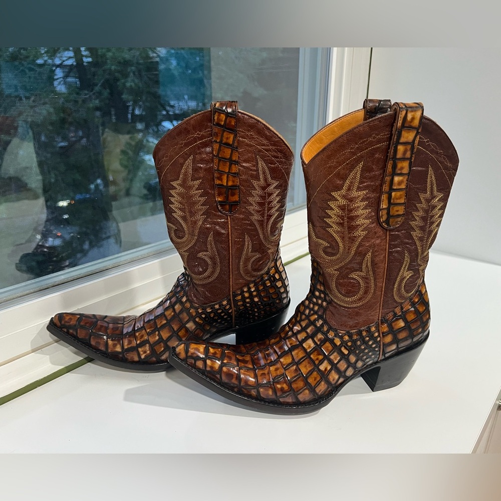 Old Gringo Aladin Brown and Tan Cowboy Boots 7 fits 6.5 - Picture 9 of 12